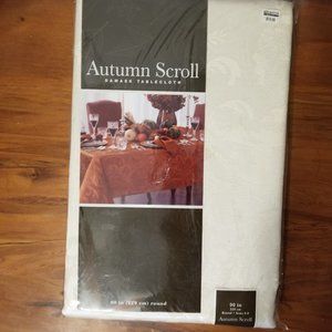 Autumn Scroll Bed Bath and Beyond Ivory Damask 90 inch Round Tablecloth